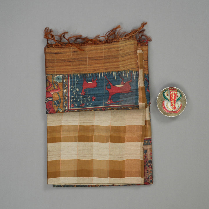 Hayagrivas Multicolour Checks Pure Tussar Saree KBE1383J6-25