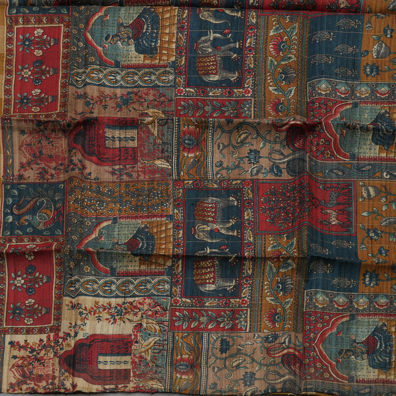 Hayagrivas Multicolour Checks Pure Tussar Saree KBE1383J6-25