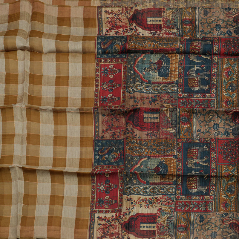 Hayagrivas Multicolour Checks Pure Tussar Saree KBE1383J6-25