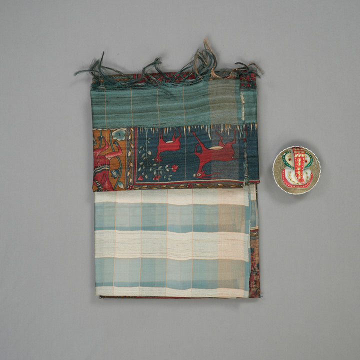 Hayagrivas Multicolour Checks Pure Tussar Saree KBE1383J6-26