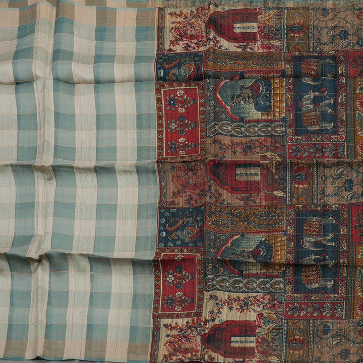 Hayagrivas Multicolour Checks Pure Tussar Saree KBE1383J6-26