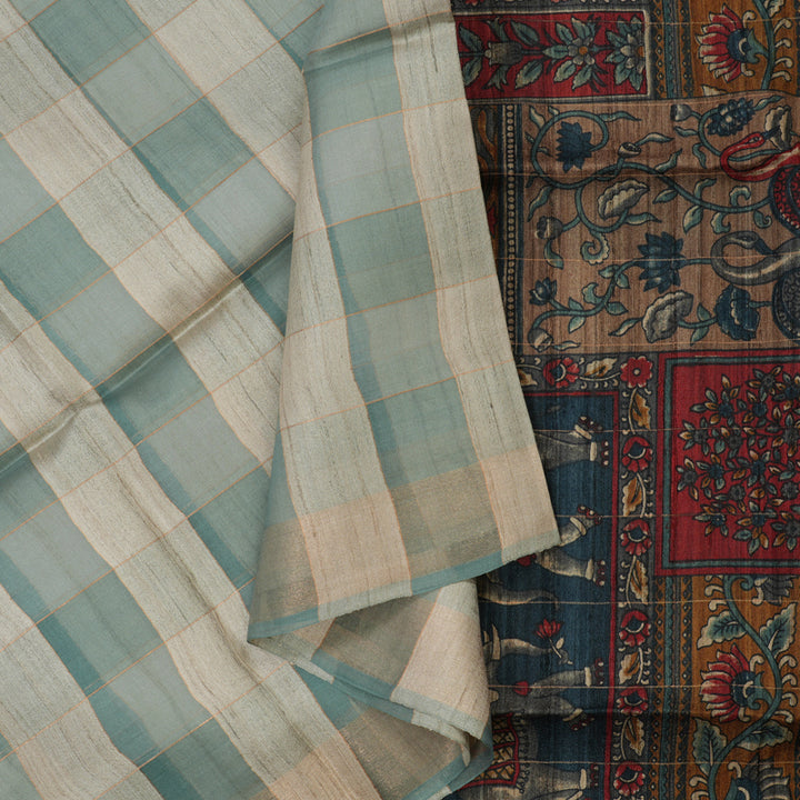 Hayagrivas Multicolour Checks Pure Tussar Saree KBE1383J6-26