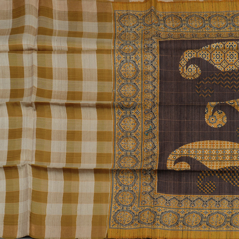 Hayagrivas Multicolour Checks Pure Tussar Saree KBE1383J6-28