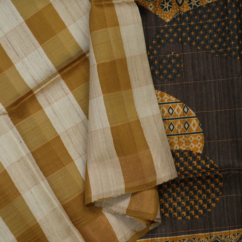 Hayagrivas Multicolour Checks Pure Tussar Saree KBE1383J6-28