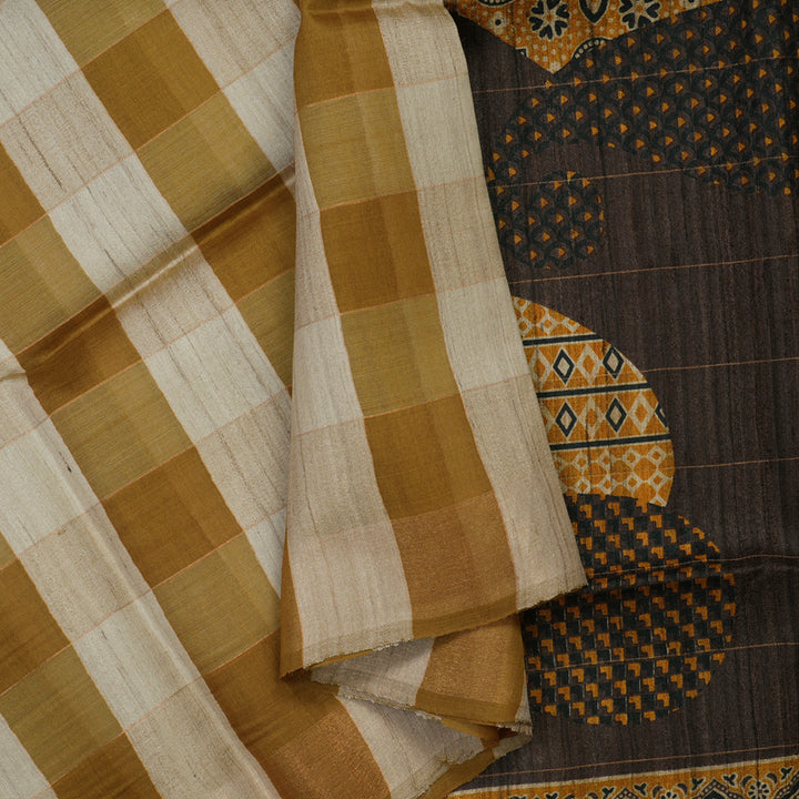 Hayagrivas Multicolour Checks Pure Tussar Saree KBE1383J6-28