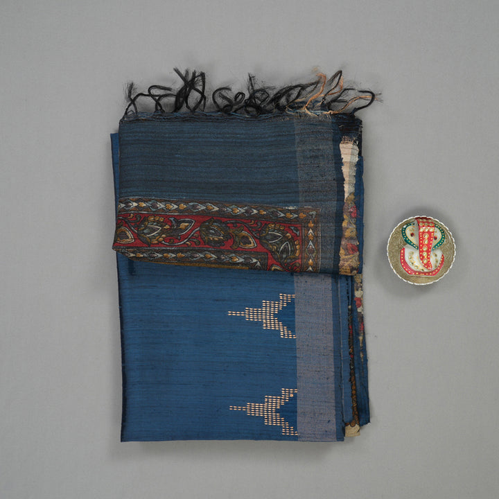 Hayagrivas Dark Blue Pure Tussar Saree KBE1383J6-3