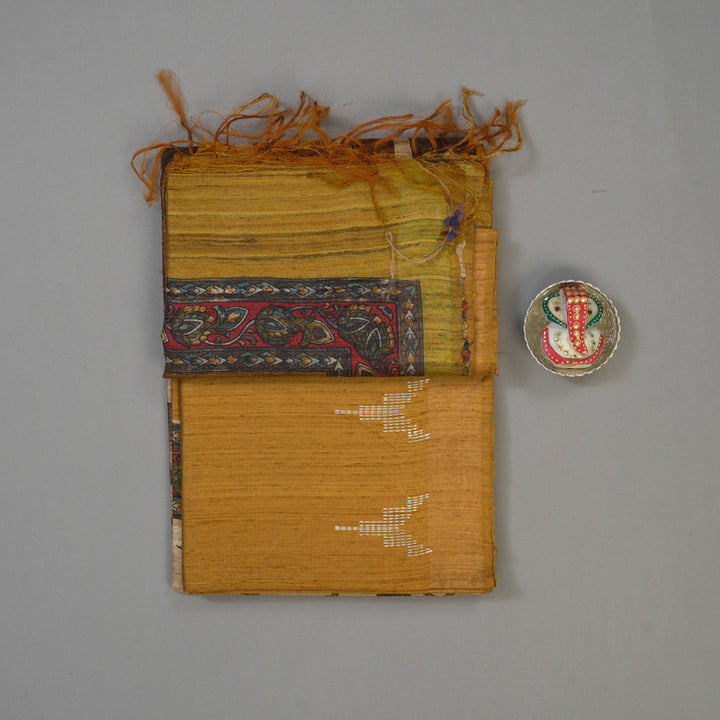 Hayagrivas Mustard Pure Tussar Silk Saree KBE1383J6-6