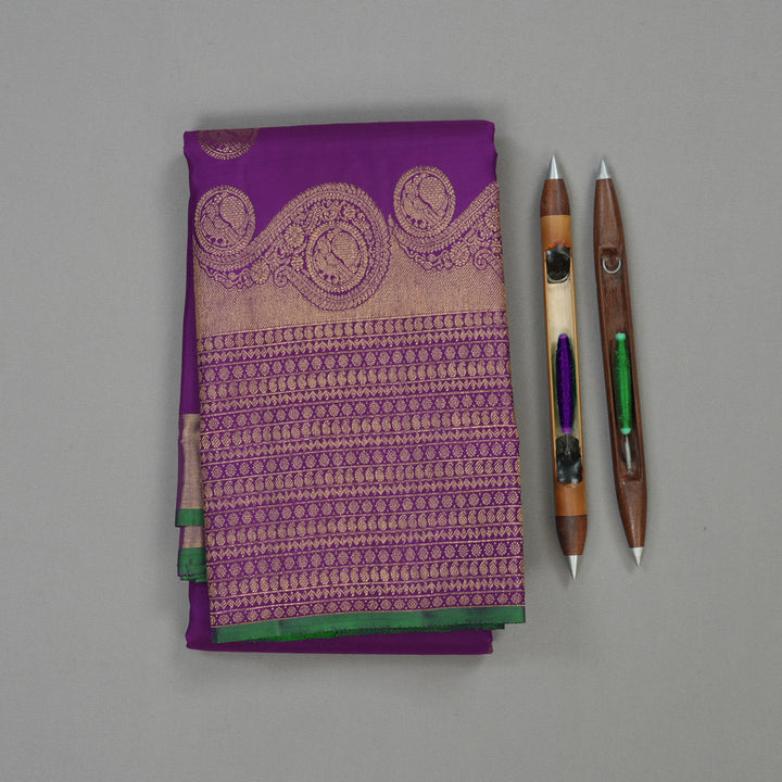 Hayagrivas Handloom Purple Kanjivaram Silk Saree KBE1386J2-2