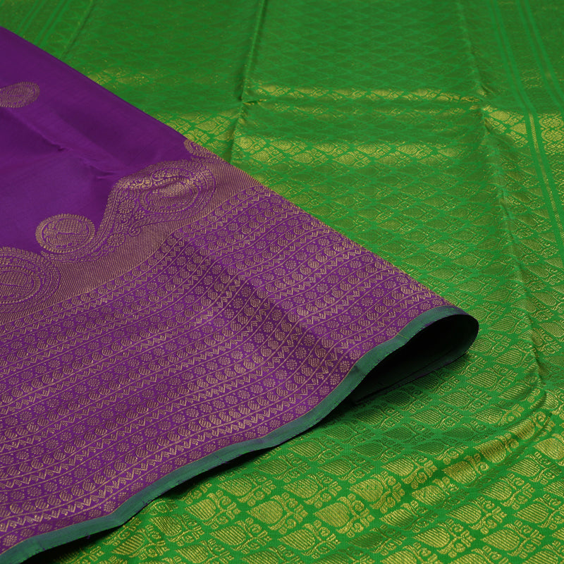 Hayagrivas Handloom Purple Kanjivaram Silk Saree KBE1386J2-2
