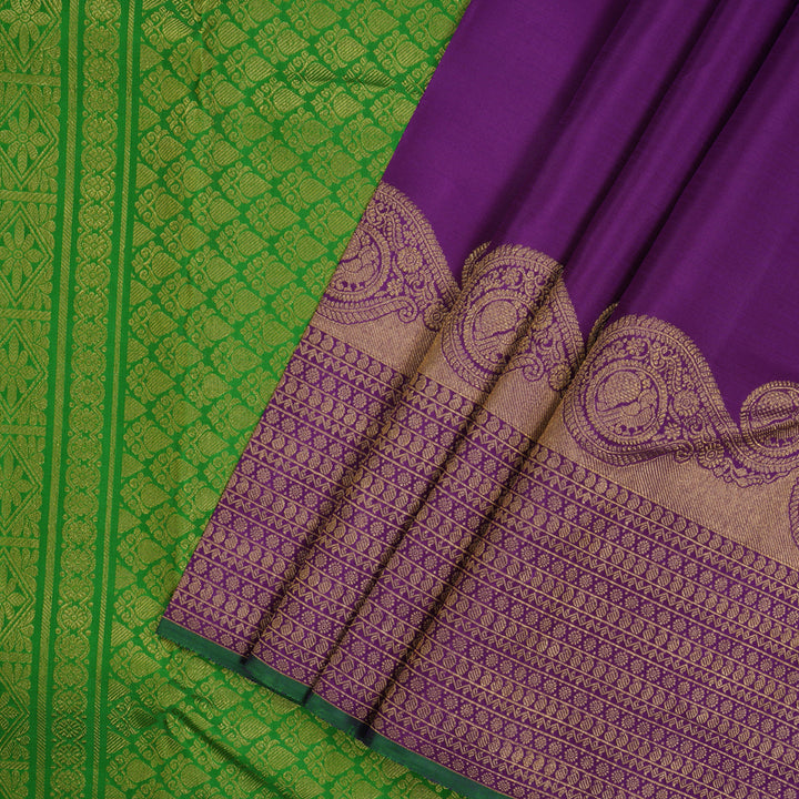 Hayagrivas Handloom Purple Kanjivaram Silk Saree KBE1386J2-2