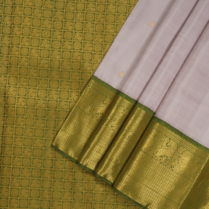 Hayagrivas Handloom Onion Pink Kanjivaram Silk Saree with Mehandi Green Border KBE1387J1-1