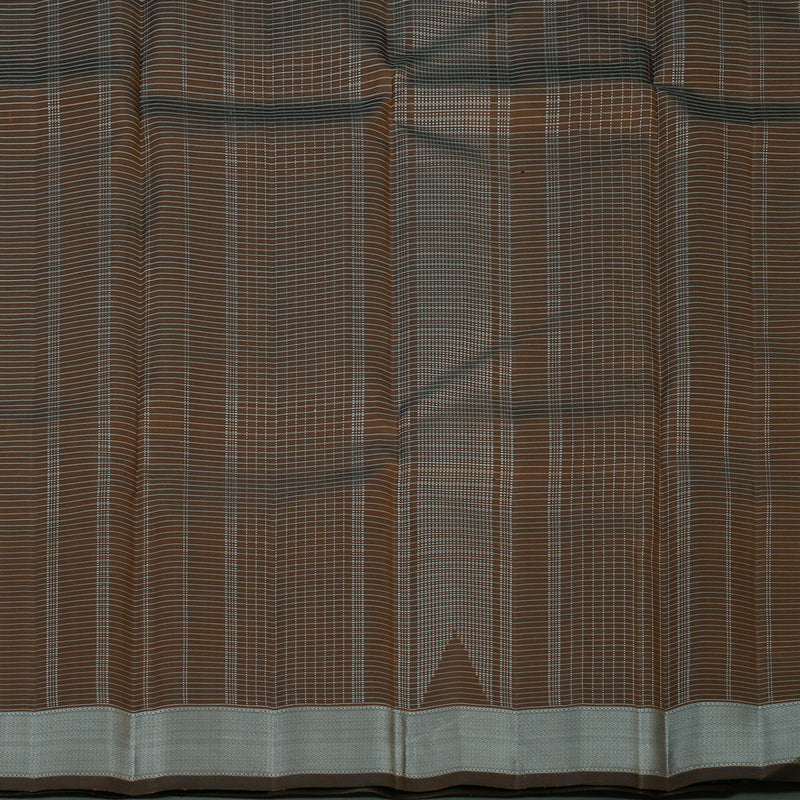 Hayagrivas Handloom Rust Brown Kanjivaram Silk Saree with Grey Thread Work Border KBE1387J4-1