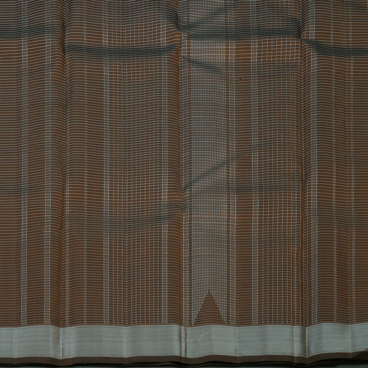 Hayagrivas Handloom Rust Brown Kanjivaram Silk Saree with Grey Thread Work Border KBE1387J4-1