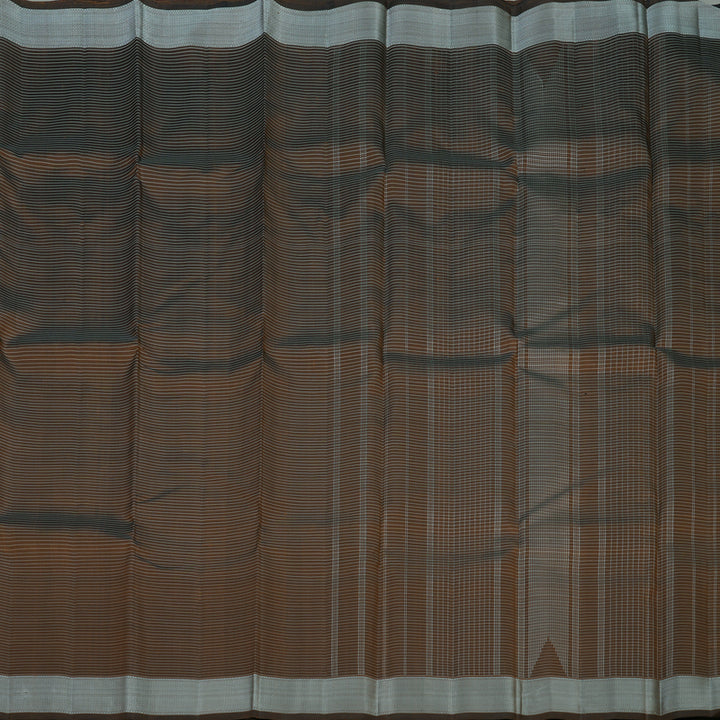 Hayagrivas Handloom Rust Brown Kanjivaram Silk Saree with Grey Thread Work Border KBE1387J4-1
