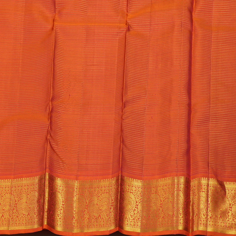 Hayagrivas Handloom MS Blue Kanjivaram Silk Saree with Orange border KBE1388J1-1