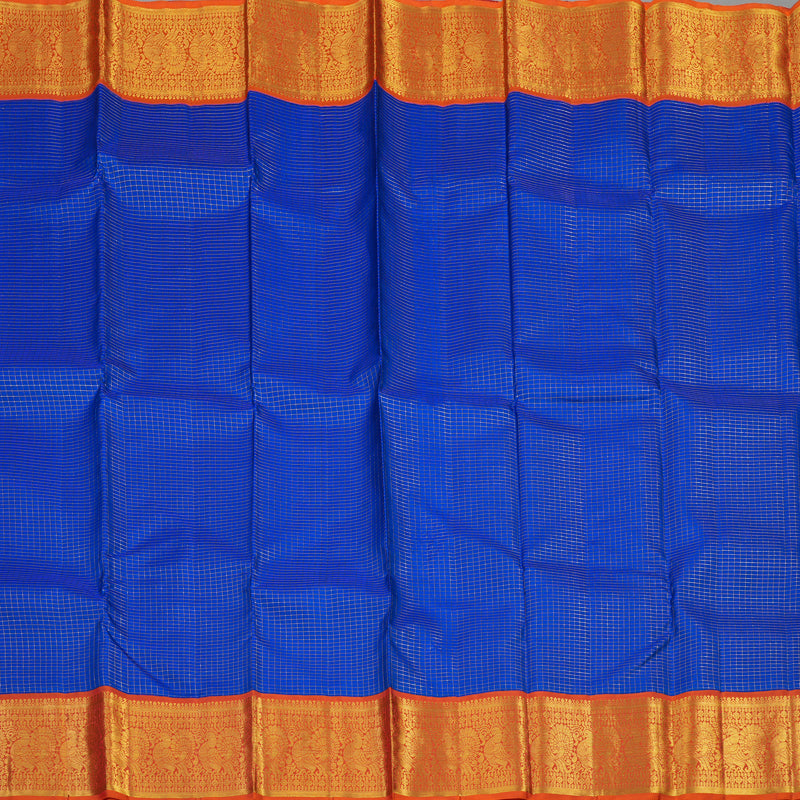 Hayagrivas Handloom MS Blue Kanjivaram Silk Saree with Orange border KBE1388J1-1