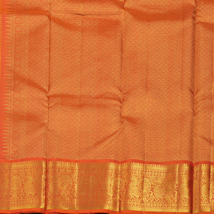 Hayagrivas Handloom MS Blue Kanjivaram Silk Saree with Orange border KBE1388J1-1