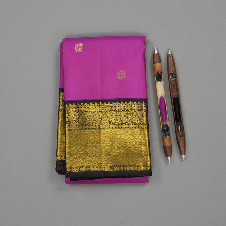 Hayagrivas Handloom Purple Kanjivaram Silk Saree with Deep Brown border KBE1388J2-7