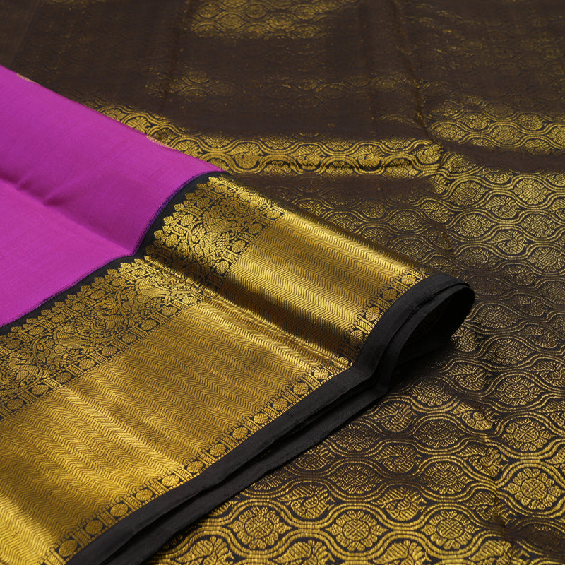 Hayagrivas Handloom Purple Kanjivaram Silk Saree with Deep Brown border KBE1388J2-7