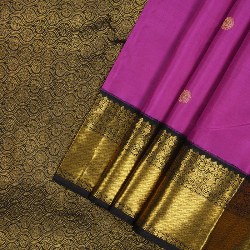 Hayagrivas Handloom Purple Kanjivaram Silk Saree with Deep Brown border KBE1388J2-7