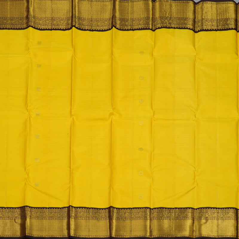 Hayagrivas Handloom Yellow Kanjivaram Silk Saree with Deep Brown Border KBE1388J2-8