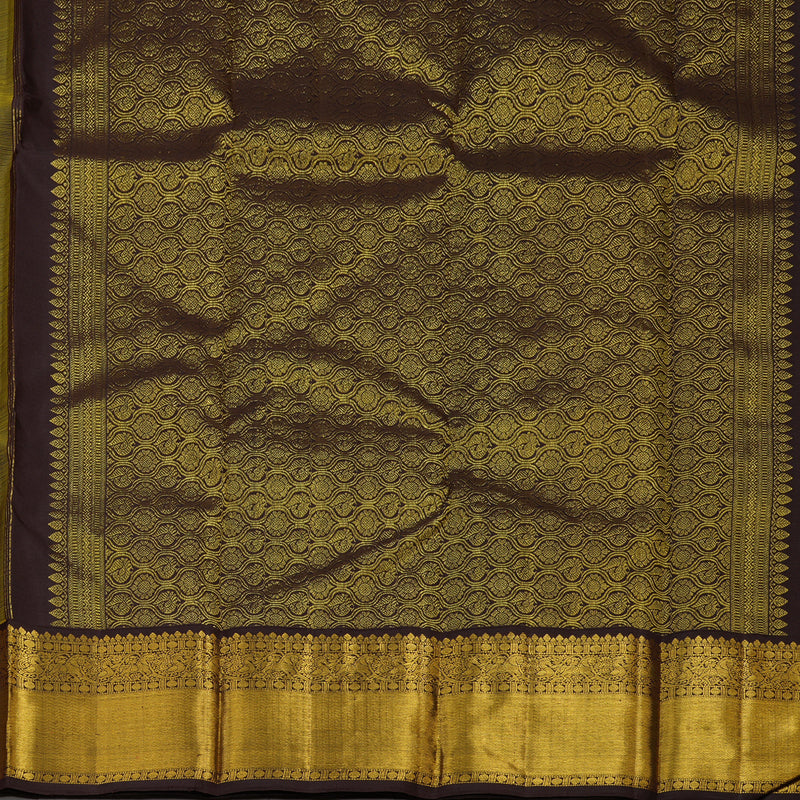 Hayagrivas Handloom Yellow Kanjivaram Silk Saree with Deep Brown Border KBE1388J2-8