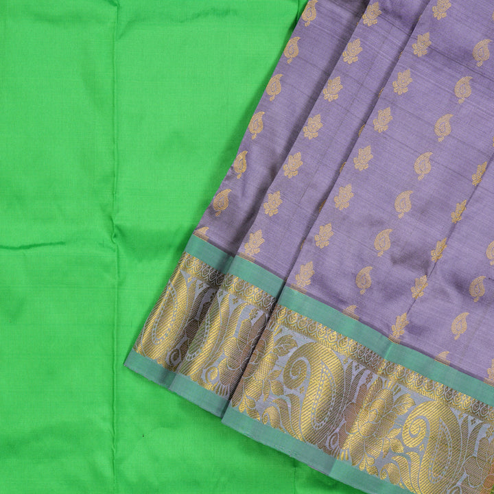 Hayagrivas Mild Purple Pattu Pavadai with Parrot Green contrast KBE1389J1-3
