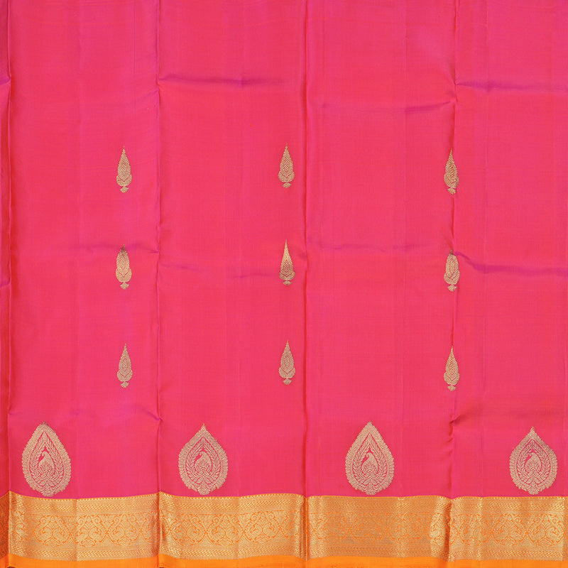Hayagrivas Pink Kanjivaram Pattu Pavadai with Orange border KBE1389J10-1