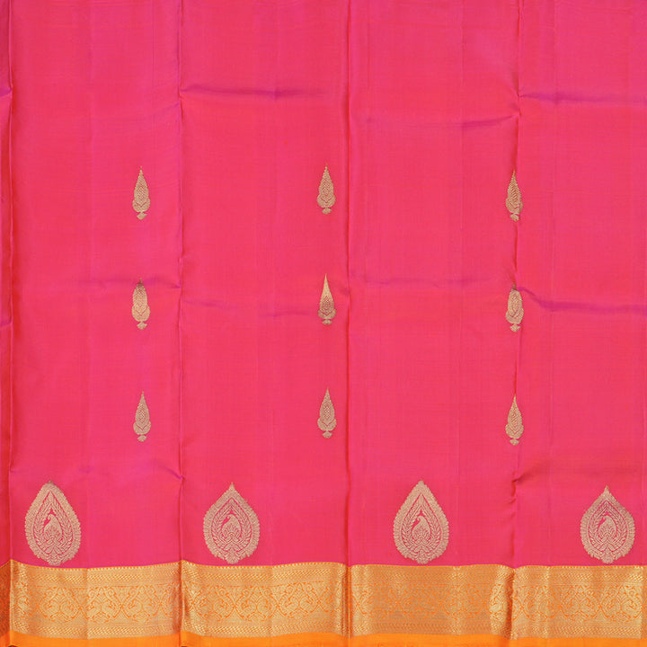 Hayagrivas Pink Kanjivaram Pattu Pavadai with Orange border KBE1389J10-1