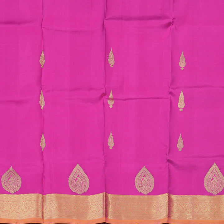 Hayagrivas Magenta Kanjivaram Pattu Pavadai with Orangish-Pink border KBE1389J10-2
