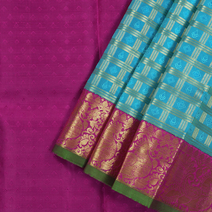 Hayagrivas Sky Blue Pattu Pavadai with Magenta Pink contrast KBE1389J2-1