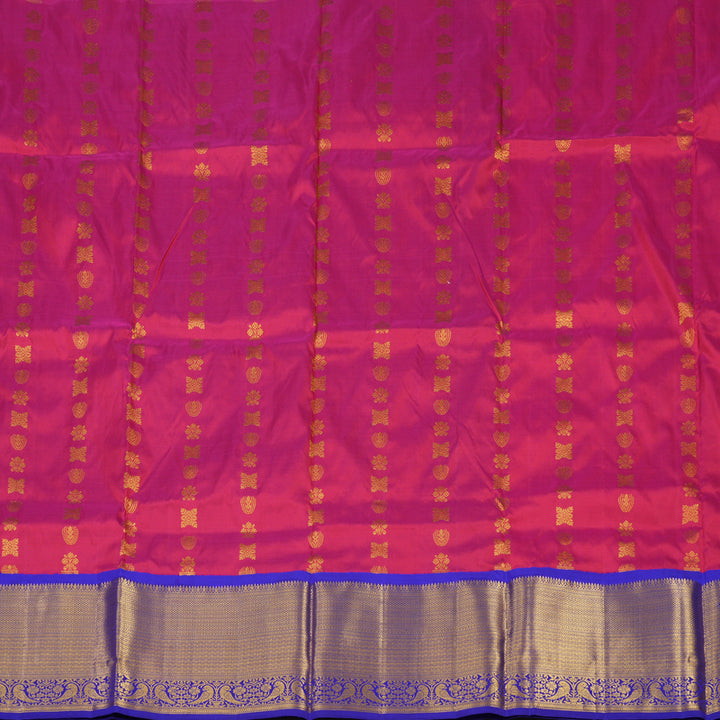 Hayagrivas Rani Pink Kanjivaram Pattu Pavadai with Purplish Blue border KBE1389J21-3