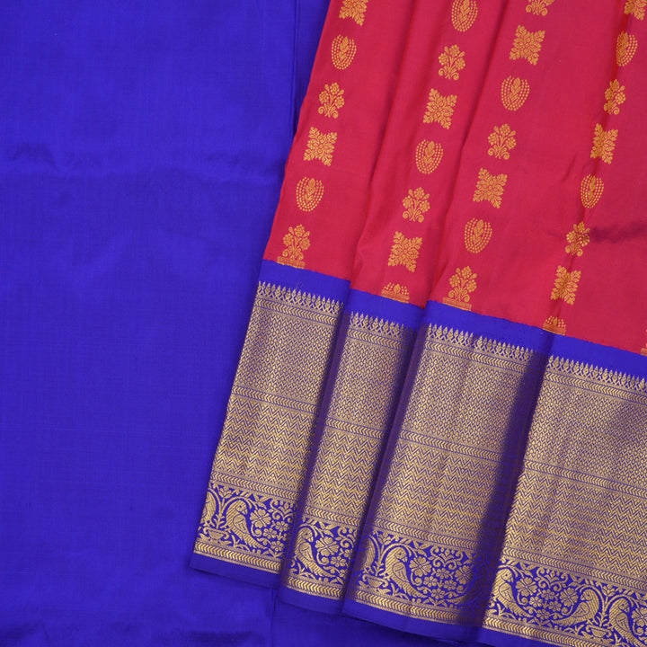 Hayagrivas Rani Pink Kanjivaram Pattu Pavadai with Purplish Blue border KBE1389J21-3