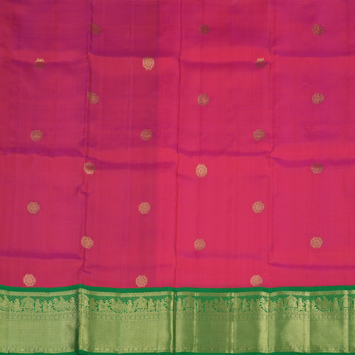 Hayagrivas Pink Kanjivaram Pattu Pavadai with Dark Green border KBE1389J24-1