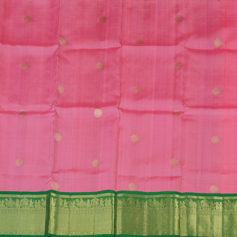 Hayagrivas Rose Pink Kanjivaram Pattu Pavadai with Dark Green border KBE1389J24-2