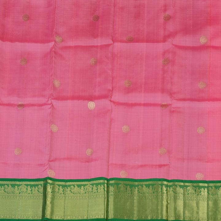 Hayagrivas Rose Pink Kanjivaram Pattu Pavadai with Dark Green border KBE1389J24-2
