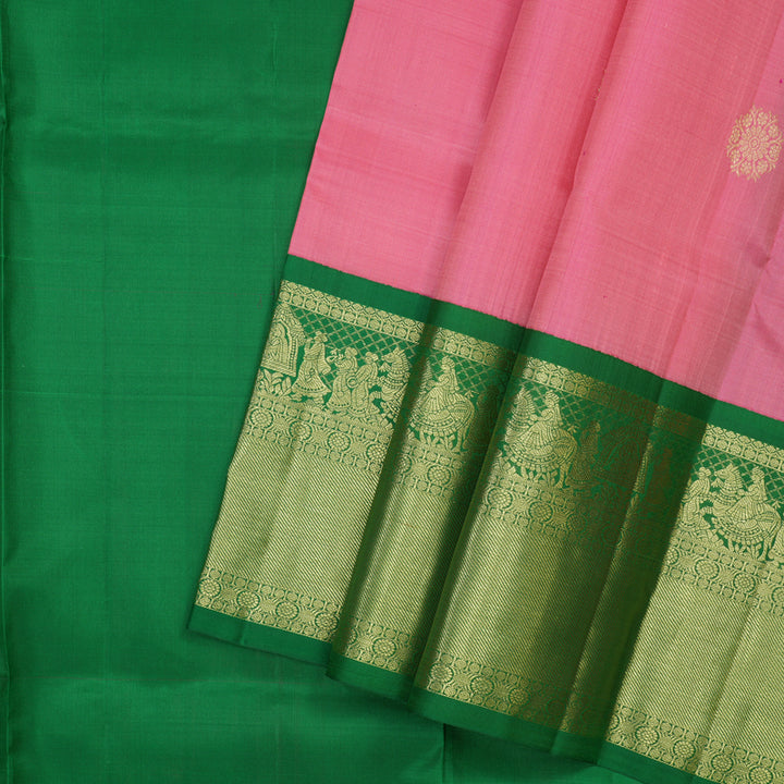 Hayagrivas Rose Pink Kanjivaram Pattu Pavadai with Dark Green border KBE1389J24-2