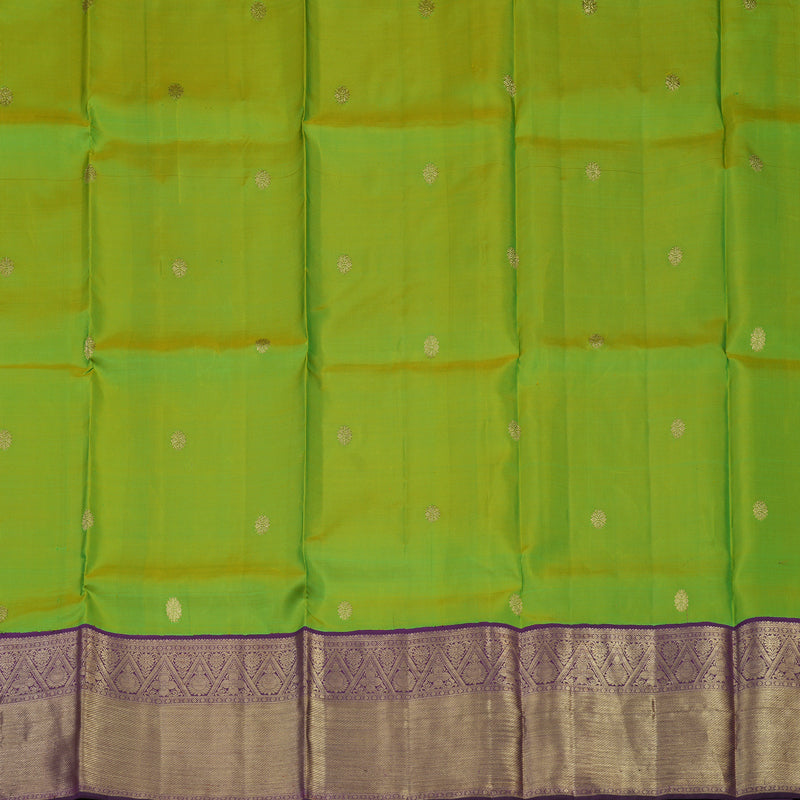 Hayagrivas Leaf Green Kanjivaram Pattu Pavadai with Violet border KBE1389J24-3