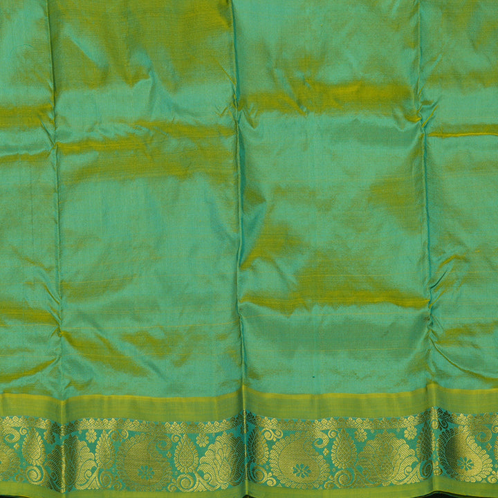 Hayagrivas Peacock Blue Kanjivaram Pattu Pavadai with Sage Green border KBE1389J5-1