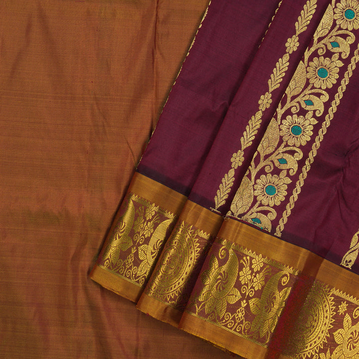 Hayagrivas Araku Maroon Kanjivaram Pattu Pavadai with Honey Border KBE1389J5-3