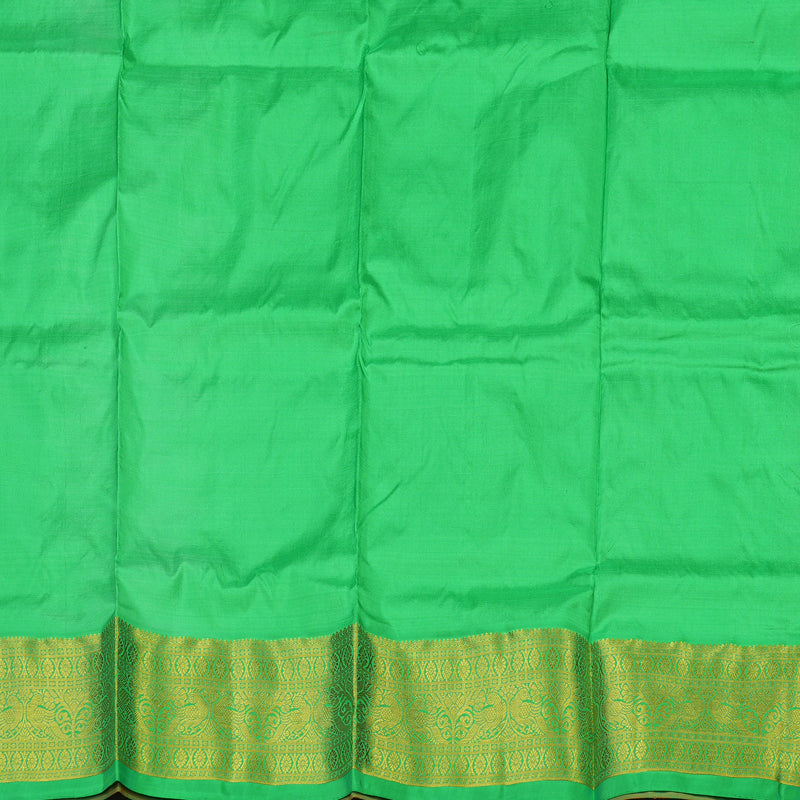 Hayagrivas Orange Kanjivaram Pattu Pavadai with Parrot Green border KBE1389J6-4