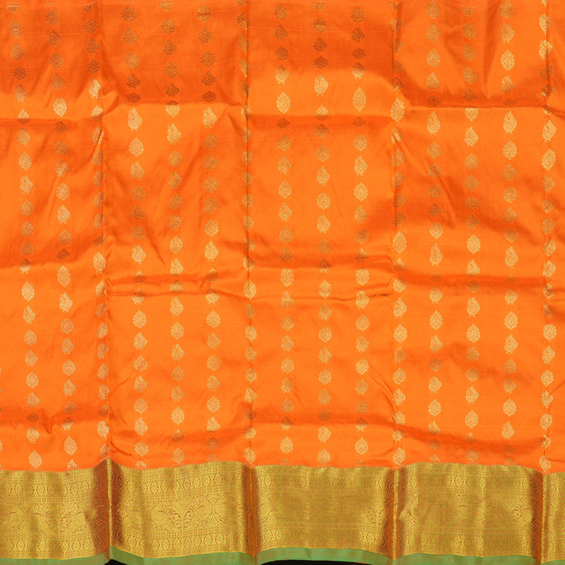 Hayagrivas Orange Kanjivaram Pattu Pavadai with Parrot Green border KBE1389J6-4