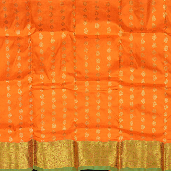Hayagrivas Orange Kanjivaram Pattu Pavadai with Parrot Green border KBE1389J6-4