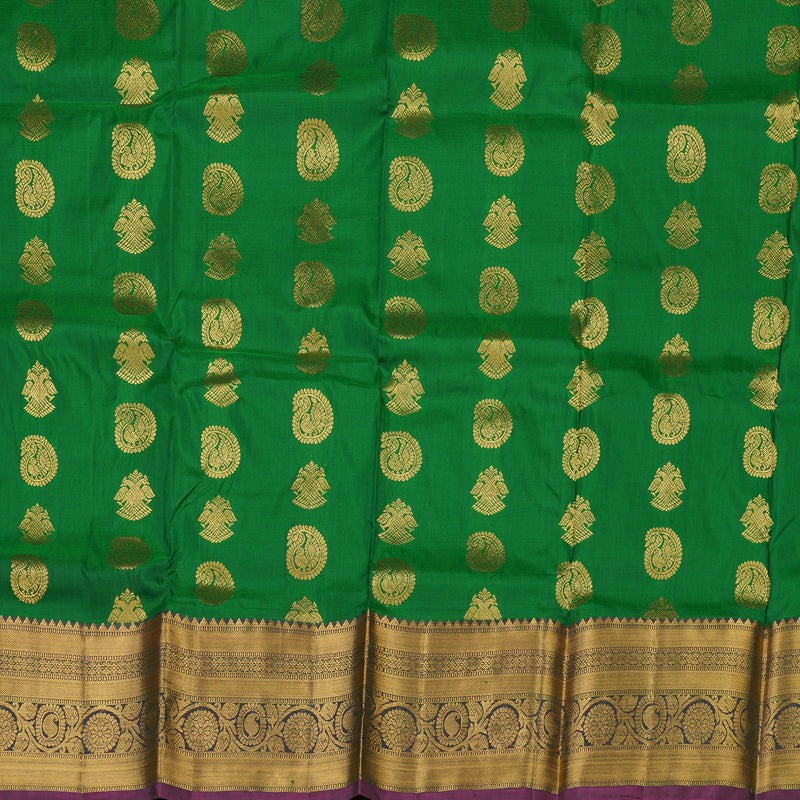 Hayagrivas Dark Green Kanjivaram Pattu Pavadai with Purple Border KBE1389J6-8