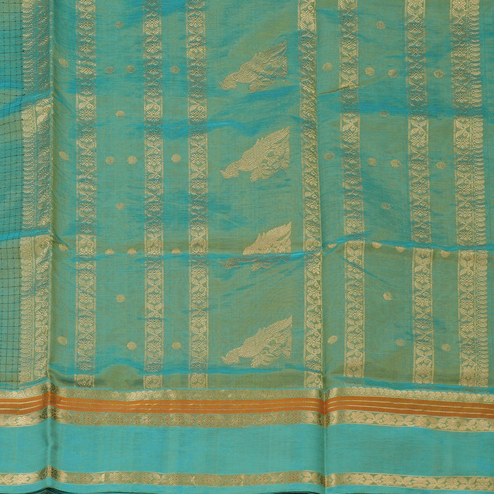 Hayagrivas Dual Tone (Green & Yellow) Pure Kanchi Silk Cotton Saree KBE1390J10-12
