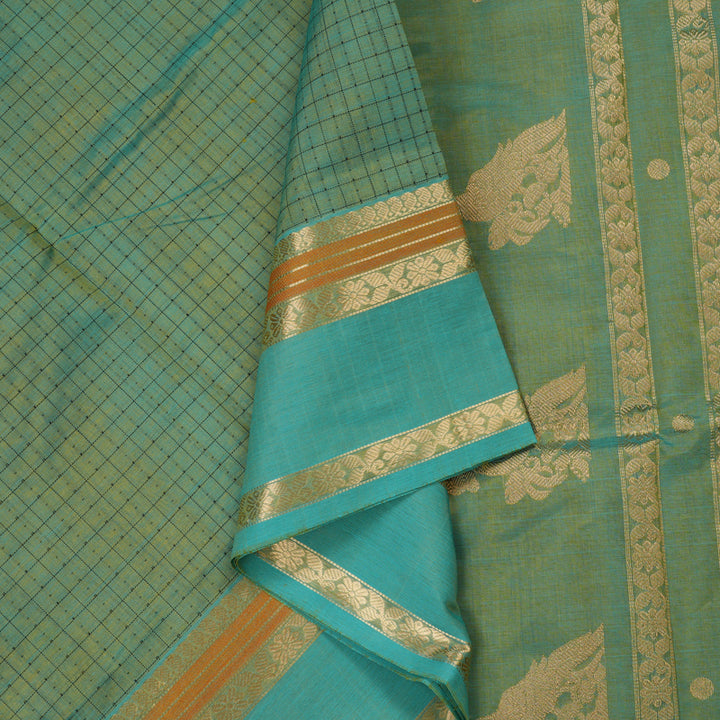 Hayagrivas Dual Tone (Green & Yellow) Pure Kanchi Silk Cotton Saree KBE1390J10-12