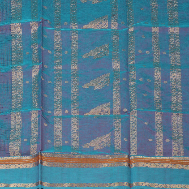 Hayagrivas Dual Tone (Sky Blue & Purple) Pure Kanchi Silk Cotton Saree KBE1390J10-3