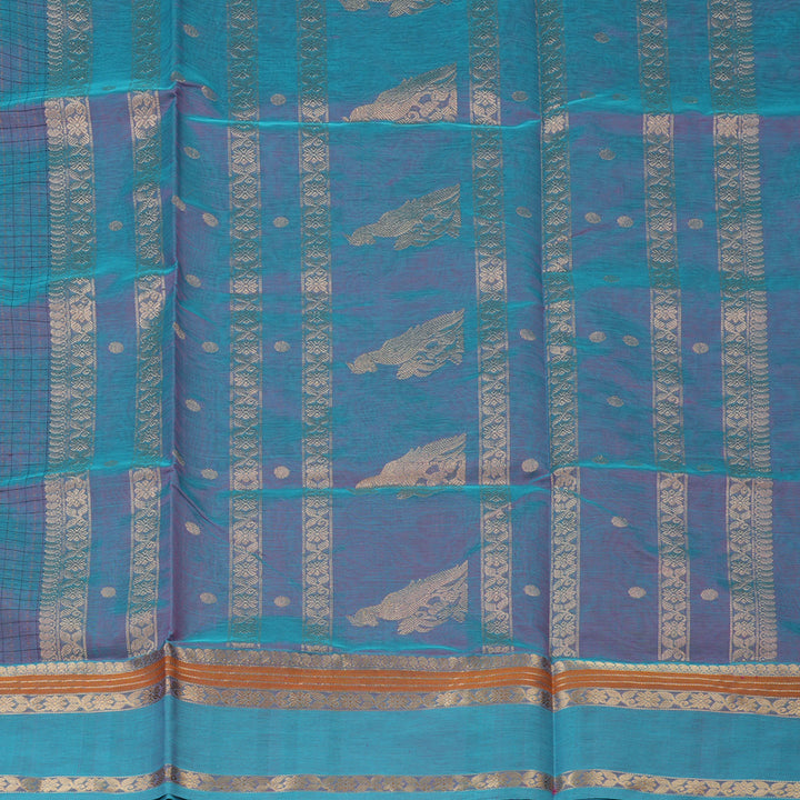 Hayagrivas Dual Tone (Sky Blue & Purple) Pure Kanchi Silk Cotton Saree KBE1390J10-3