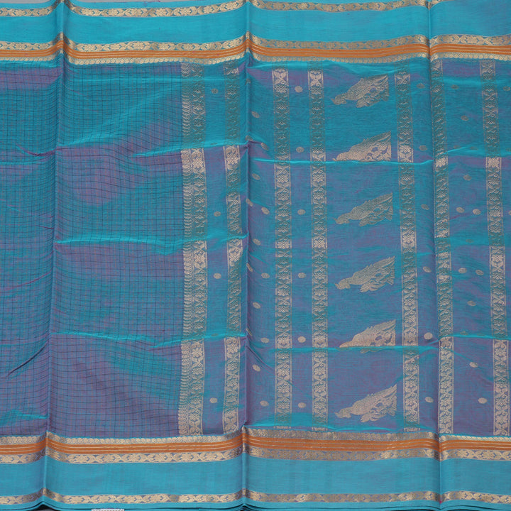Hayagrivas Dual Tone (Sky Blue & Purple) Pure Kanchi Silk Cotton Saree KBE1390J10-3
