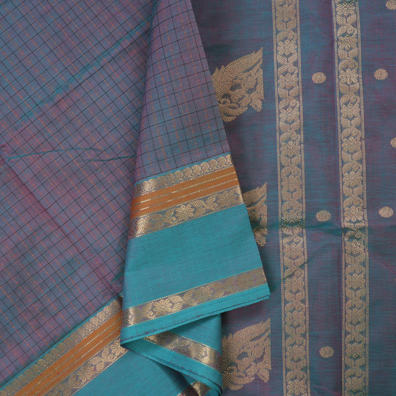 Hayagrivas Dual Tone (Sky Blue & Purple) Pure Kanchi Silk Cotton Saree KBE1390J10-3
